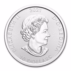 Alternative view of Canada 2 Oz Fine Silver Ware Wolf and Queen Elizabeth II 2021 Issue Very Unique and Rare