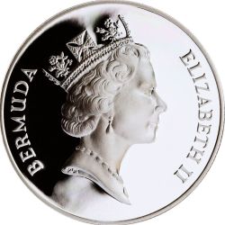 2 Dollars Queen Elizabeth II Yellow crowned Night Heron Bermuda Unique and Rare Silver