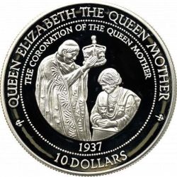 10 Dollars Queen Elizabeth II Coronation of the Queen Mother in 1937 Silver Unique and Rare