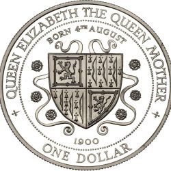 1 Dollar Queen Elizabeth II Queen Mother Cayman Islands Silver Unique and Rare