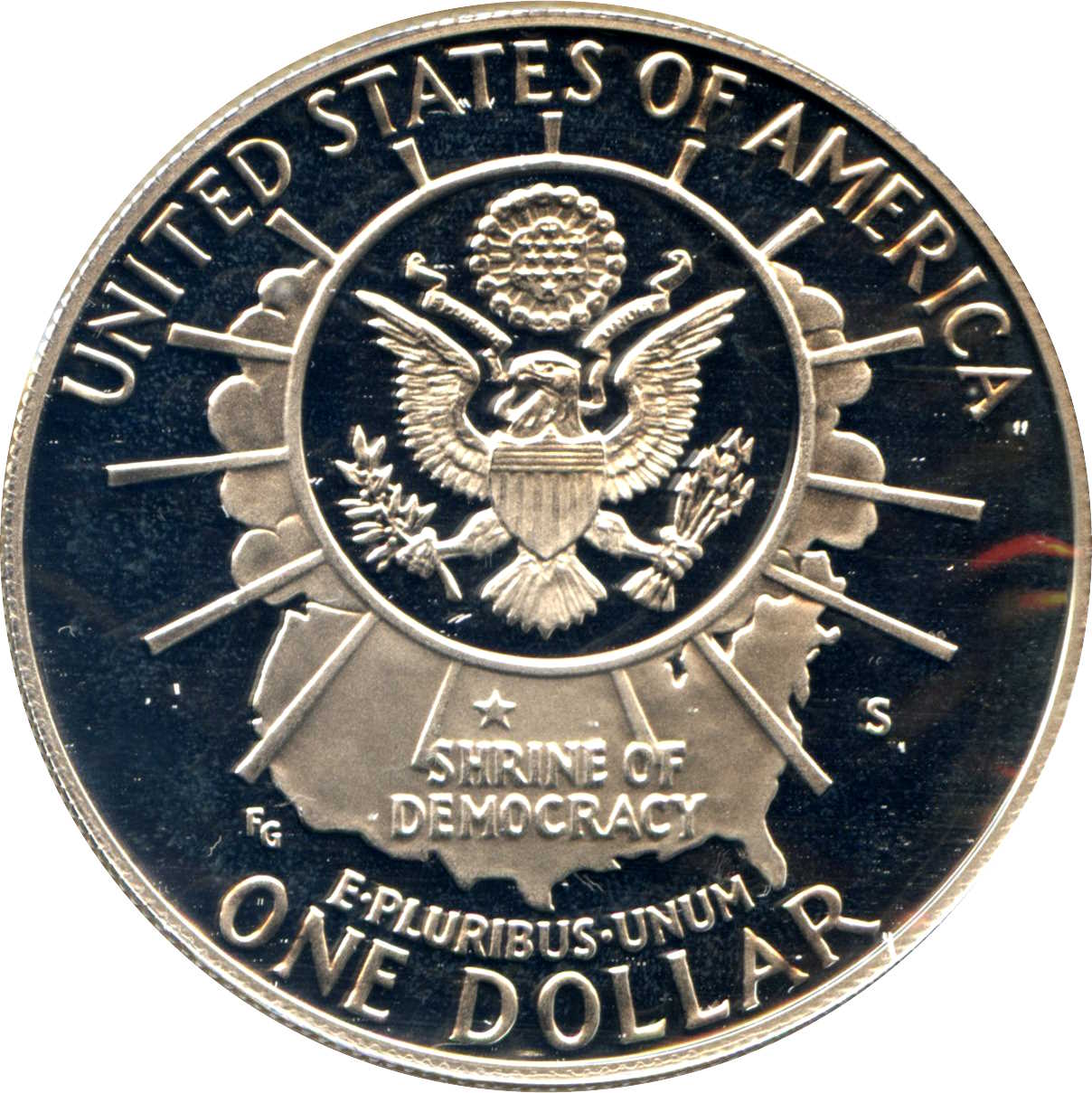 1 United States of America Dollar Unique and Rare Mount Rushmore 1991 Issue Silver Prrof S - Image 2