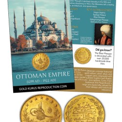 OTTOMAN EMPIRE – Gold Kurus Reproduction Coin WITH BEAUTIFUL FOLDER COIN