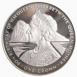 1 Crown Queen Elizabeth II Queen Mother Silver Proof Ultra Unique and Rare 1980 Issue