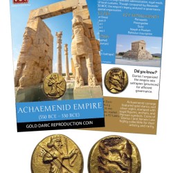 ACHAEMENID EMPIRE – Gold Daric Reproduction Coin WITH BEAUTIFUL FOLDER COIN
