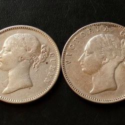 EAST INDIA COMPANY QUEEN VICTORIA 1840 1. DIVIDED LEGEND 2. CONTINUE LEGEND ONE' RS SILVER wt. 11.5 gm each 1 EXCELLENT CONDITION AS image🖼