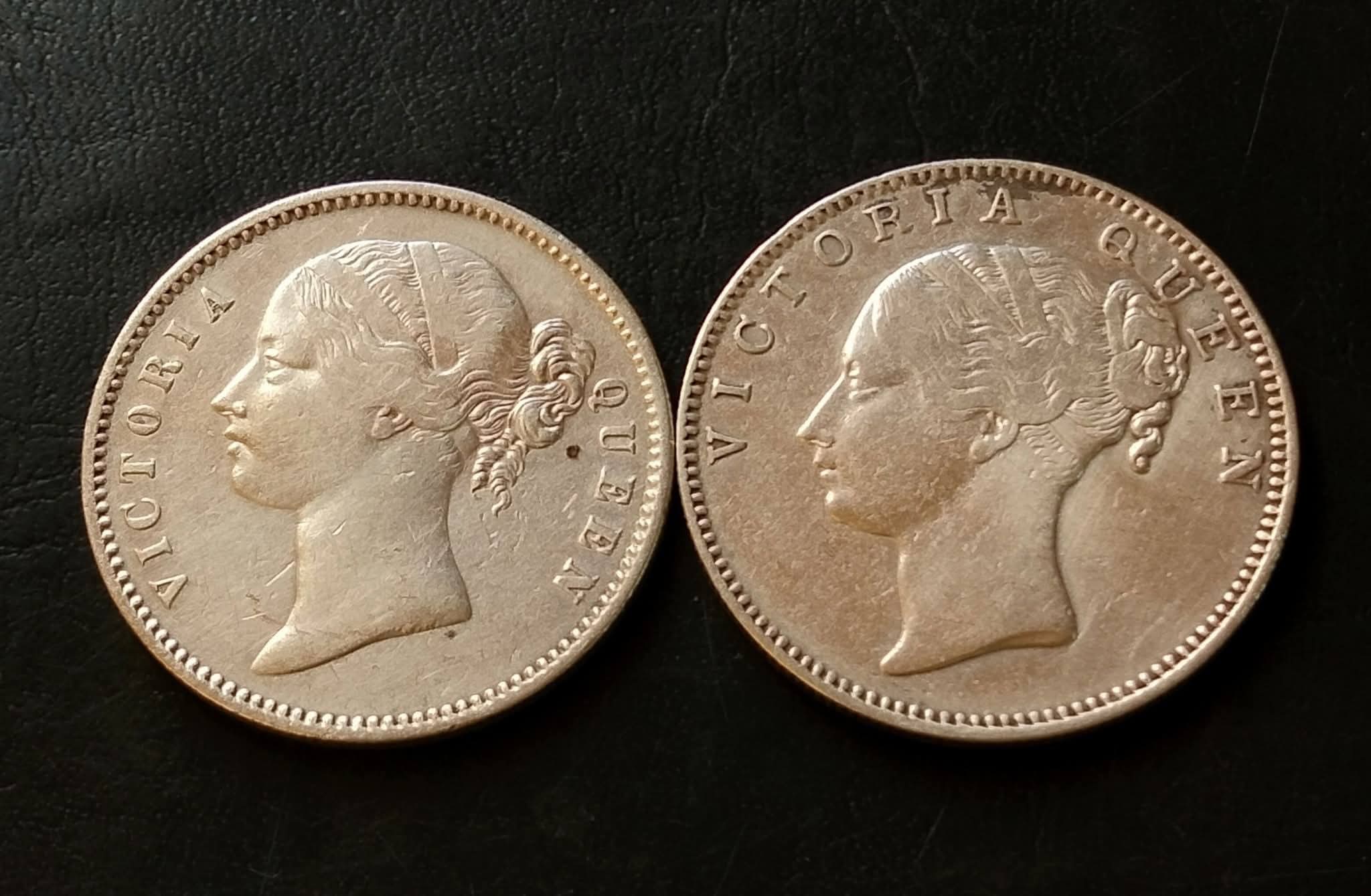 EAST INDIA COMPANY QUEEN VICTORIA 1840 1. DIVIDED LEGEND 2. CONTINUE LEGEND ONE' RS SILVER wt. 11.5 gm each 1 EXCELLENT CONDITION AS image🖼