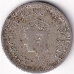 Alternative view of 1944 British India Half Rupee George VI Bombay Mint Silver Coin
