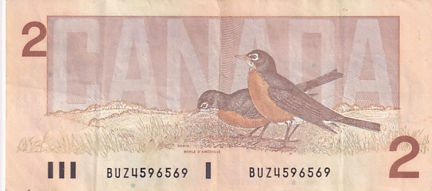 2 Dollars 1986 Canada Very Fine Note #1 - Image 2