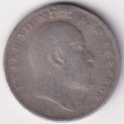 Alternative view of Two Annas 1904 King Edward Silver Coin