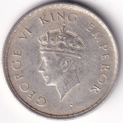 Alternative view of 1939 British India Half Rupee George VI Bombay Mint Silver Coin