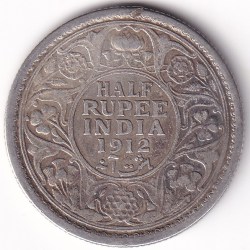 Half Rupee 1912 King George V Silver Coin Rare
