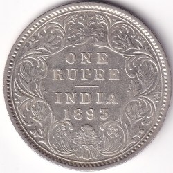 British India 1893 One Rupee Victoria Empress Silver Coin