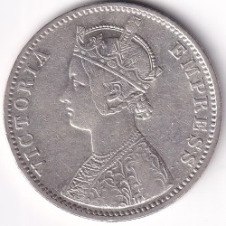 Alternative view of British India 1893 One Rupee Victoria Empress Silver Coin