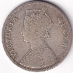 Alternative view of British India 1862 One Rupee Victoria Queen Silver Coin #3