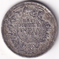 Half Rupee 1921 King George V Silver Coin Rare #2