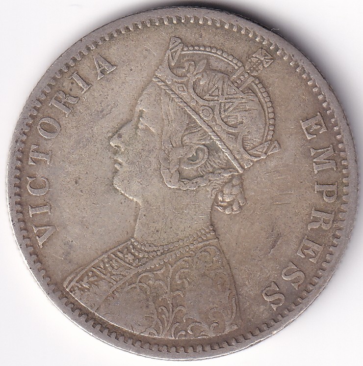 British India 1887 One Rupee Victoria Empress Silver Coin - Image 2