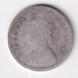 Alternative view of British India 2 Annas 1891 Victoria Silver Rare Coin