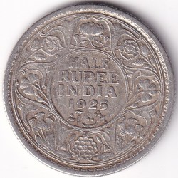 Half Rupee 1925 King George V Silver Coin Rare