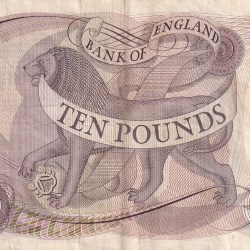 Alternative view of Ex Rare 10 Pounds 1970-75 Queen Elizabeth II Old Very Fine Note #1