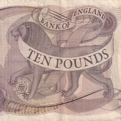Alternative view of Ex Rare 10 Pounds 1970-75 Queen Elizabeth II Old Very Fine Note #3