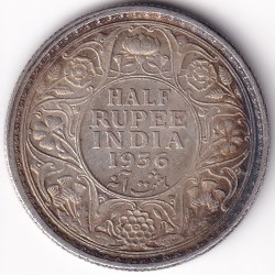 Half Rupee 1936 King George V Calcutta Mint Silver Coin Rare