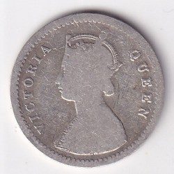 Alternative view of British India 2 Annas 1898 Victoria Silver Low Detail Rare Coin