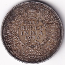Half Rupee 1936 King George V Bombay Mint Silver Coin Rare