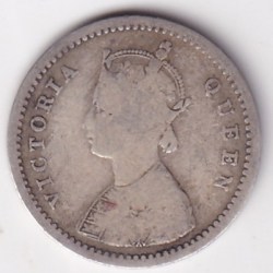 Alternative view of British India 2 Annas 1862 Victoria Queen Silver Rare Coin
