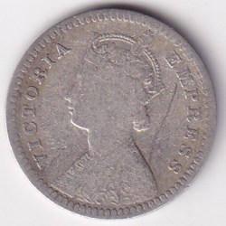 Alternative view of British India 2 Annas 1895 Victoria Silver Rare Coin