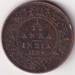 British India Victoria 1/12 Anna 1886 Coin