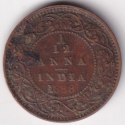 British India Victoria 1/12 Anna 1888 Coin