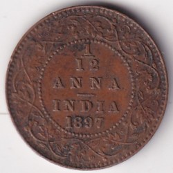 British India Victoria 1/12 Anna 1897 Coin