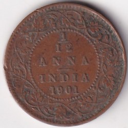 British India Victoria 1/12 Anna 1901 Coin