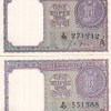 One Rupee 1963 and 1965 L K Jhaand S Bhootlingam Two Unc Notes Set