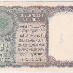 Alternative view of 1 Rupee note 1950 K G Ambegaonkar Signature High Detail Note Rare