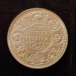 Silver British India King and emperor George vi Denominaton 1₹ Year 1841 Same and similar piece is available