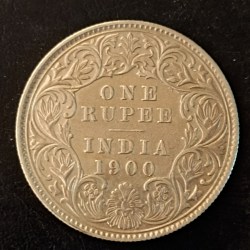 Silver British India Victoria empress Denominaton 1₹ Year 1900 same and similar piece available