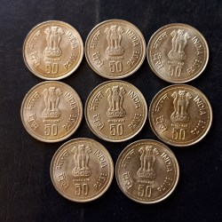 Alternative view of Republic India Denominaton 50 paise Back side of Indira Gandhi Same and similar set are available