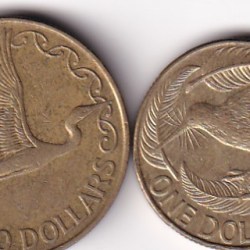 New Zealand (1 Dollar & 2 Dollar) Rare 2 Coin Set #I-66