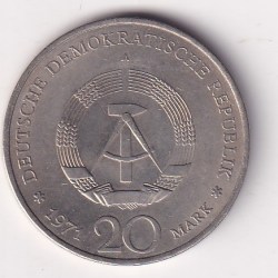 Alternative view of German Democratice 20 Mark 1971 - 85th Birthday of Ernst Thälmann Commemorative issue Rare UNC Coin # I-62