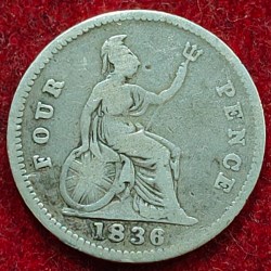 Alternative view of 1836 United Kingdom - William IV silver 4 pence (1⁄60) Weight 1.89 g # i53
