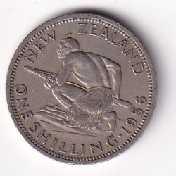 New Zealand 1 Shilling 1956 Elizabeth II 1st portrait Rare Coin #I-78