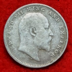 Alternative view of TWO ANNAS SILVER COIN EDWARD VII 1905 CALCUTTA MINT