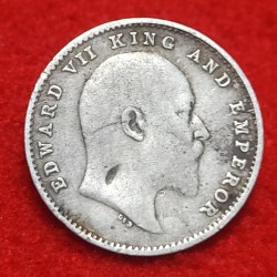 Alternative view of TWO ANNAS SILVER COIN EDWARD VII 1903 CALCUTTA MINT