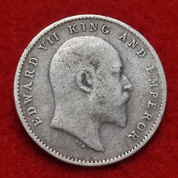 Alternative view of TWO ANNAS SILVER COIN EDWARD VII 1907 calcutta mint
