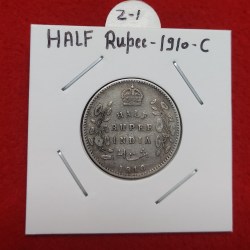 HALF RUPEE SILVER COIN EDWARD VII 1910 CALCUTTA MINT