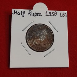 HALF RUPEE SILVER COIN 1938 BOMBAY MINT