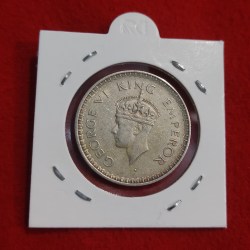 Alternative view of ONE RUPEE HALF SILVER COIN 1943 BOMBAY MINT