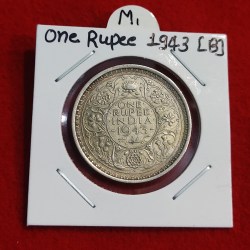 ONE RUPEE HALF SILVER COIN 1943 BOMBAY MINT