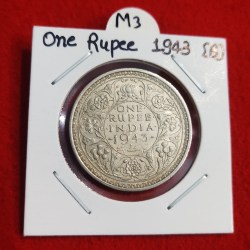ONE RUPEE HALF SILVER COIN 1943 BOMBAY MINT